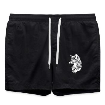 Tattoo Style Fuchs Porträt in fliessenden Linien - Badeshorts - Schwarz - Vorne - AI Model Male 185 light (185cm)