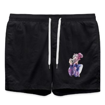 Selfie by carographic - Badeshorts - Schwarz - Vorne - AI Model Male 185 light (185cm)