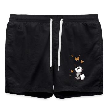 Dreaming cartoon panda - Swim Trunks - black - Front - AI Model Male 185 light (185cm)