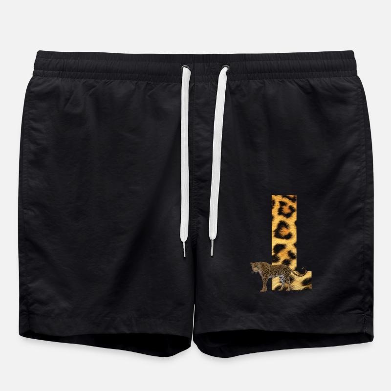 leopard l - Swim Trunks - black