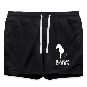 Defragged Zebra Informatiker Admin Geek Geschenk - Badeshorts - Schwarz - Vorne - AI Model Male 185 light (185cm)