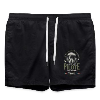parfait pilote avion de chasse Cadeau humour armée - Short de bain - noir - Devant - AI Model Male 185 light (185cm)