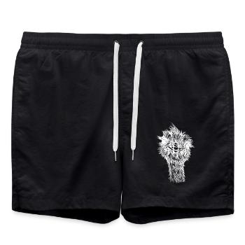 Lustiger vintage Vogel Strauß Kopf - Badeshorts - Schwarz - Vorne - AI Model Male 185 light (185cm)