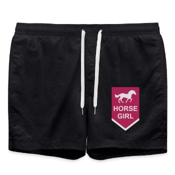 horse girl quote saying - Swim Trunks - black - Front - AI Model Male 185 light (185cm)