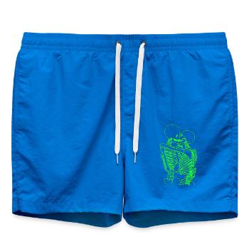 skull skeleton death halloween horror black dead - Swim Trunks - cobalt blue - Front