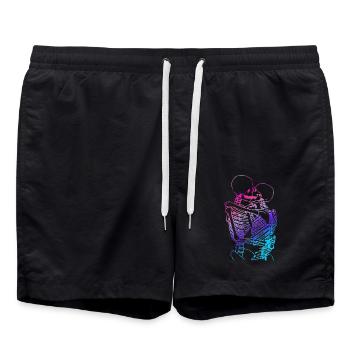 skull skeleton death halloween horror black dead - Swim Trunks - black - Front - AI Model Male 185 light (185cm)