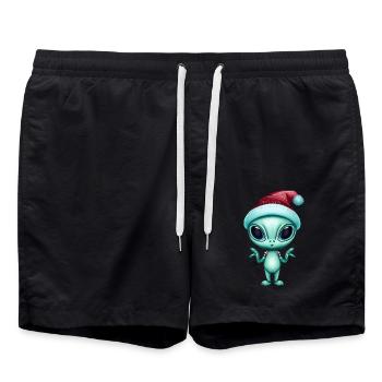 Alien de Noël avec chapeau de Père Noël - Short de bain - noir - Devant - AI Model Male 185 light (185cm)