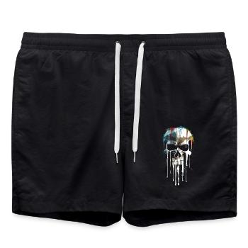 Skull Skull Death Dripping Painting - Swim Trunks - black - Front - AI Model Male 185 light (185cm)