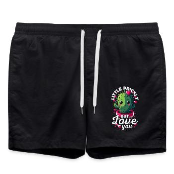 A little prickly but I love you - Cute cactus - Swim Trunks - black - Front - AI Model Male 185 light (185cm)