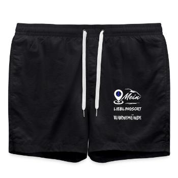 Favourite place Warnemünde-Baltic Sea resort Warnemünde - Swim Trunks - black - Front - AI Model Male 185 light (185cm)