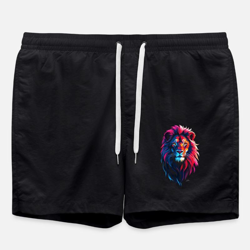 Red and blue lion - Swim Trunks - black