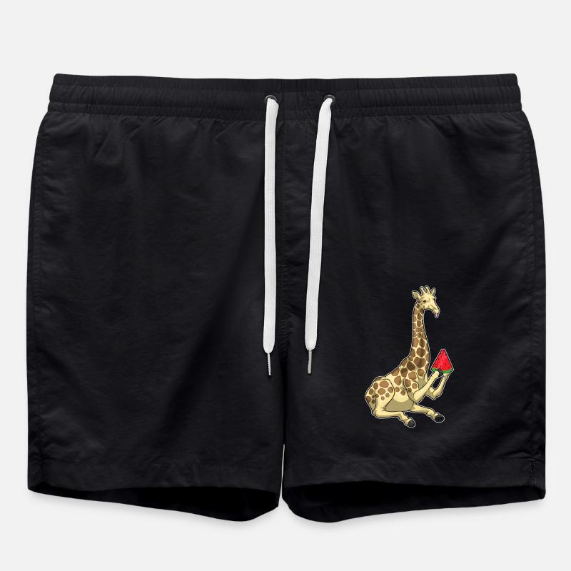 Giraffe Watermelon - Swim Trunks - black