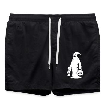Creepy Funny Masks Ghost with Pumpkin Lantern - Swim Trunks - black - Front - AI Model Male 185 light (185cm)