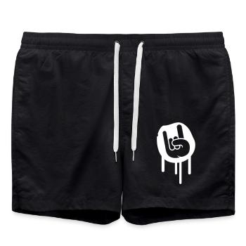 Heavy Metal Hard Rock Graffiti Hörner Handgeste - Badeshorts - Schwarz - Vorne - AI Model Male 185 light (185cm)
