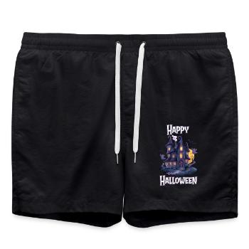 Halloween – Joyeux Halloween, maison hantée effrayante - Short de bain - noir - Devant - AI Model Male 185 light (185cm)