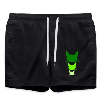 3 Chats Silhouettes Trois Amis Equipe Chefs d’équipe - Short de bain - noir - Devant - AI Model Male 185 light (185cm)