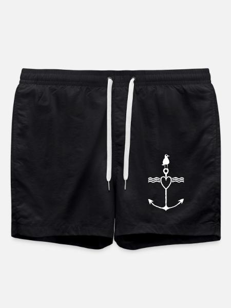 Möwe T-Shirt Shirts | Shirt Anker - Badeshorts - Schwarz