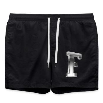 Chrome ,, F " Metallic - Badeshorts - Schwarz - Vorne - AI Model Male 185 light (185cm)