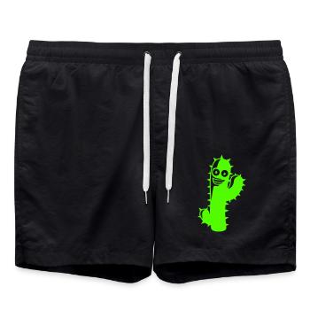 Cactus Waving Spines Desert Funny Face Cacti - Swim Trunks - black - Front - AI Model Male 185 light (185cm)