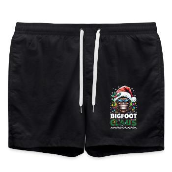Funny Bigfoot Claus Holiday Fun Christmas - Swim Trunks - black - Front - AI Model Male 185 light (185cm)
