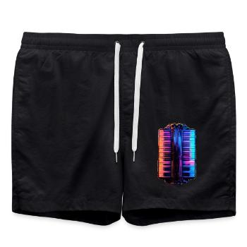 Accordéon - Short de bain - noir - Devant - AI Model Male 185 light (185cm)