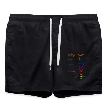 all you need is love amore Blumen Frauen Mädchenmode - Badeshorts - Schwarz - Vorne - AI Model Male 185 light (185cm)