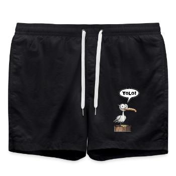 Seagull Speech Bubble Yolo - Swim Trunks - black - Front - AI Model Male 185 light (185cm)
