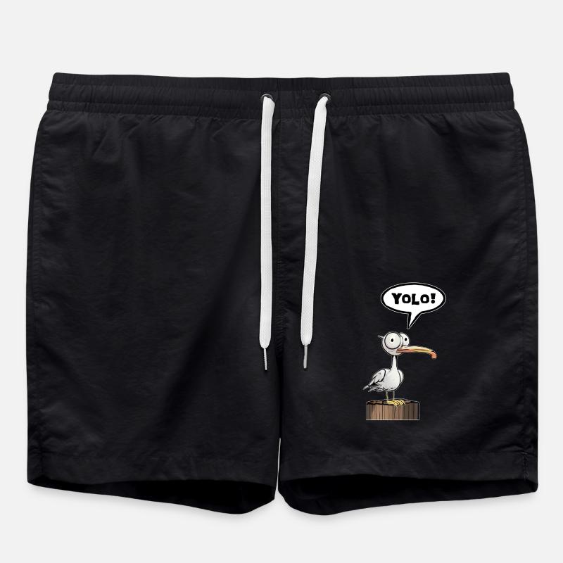 Seagull Speech Bubble Yolo - Swim Trunks - black