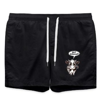 Cow Speech Bubble Hot Chicken - Swim Trunks - black - Front - AI Model Male 185 light (185cm)