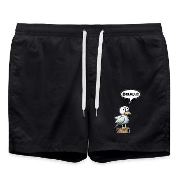 Seagull speech bubble Delulu - Swim Trunks - black - Front - AI Model Male 185 light (185cm)