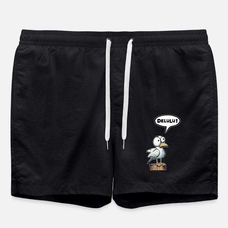 Möwe Sprechblase Delulu - Badeshorts - Schwarz