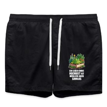 Hobbygärtner, Hochbeet, Garten, Pflanzen, Gemüse - Badeshorts - Schwarz - Vorne - AI Model Male 185 light (185cm)
