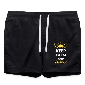 Keep Calm and Be Kind - Short de bain - noir - Devant - AI Model Male 185 light (185cm)