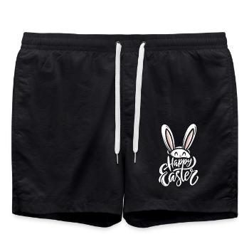 Joyeuses Pâques - Lapin de Pâques - Oeuf de Pâques - Cadeau - Short de bain - noir - Devant - AI Model Male 185 light (185cm)