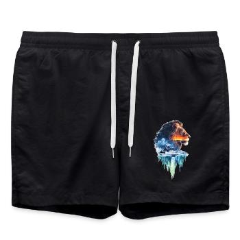 Löwe - Badeshorts - Schwarz - Vorne - AI Model Male 185 light (185cm)