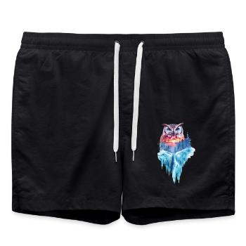 Eule - Badeshorts - Schwarz - Vorne - AI Model Male 185 light (185cm)