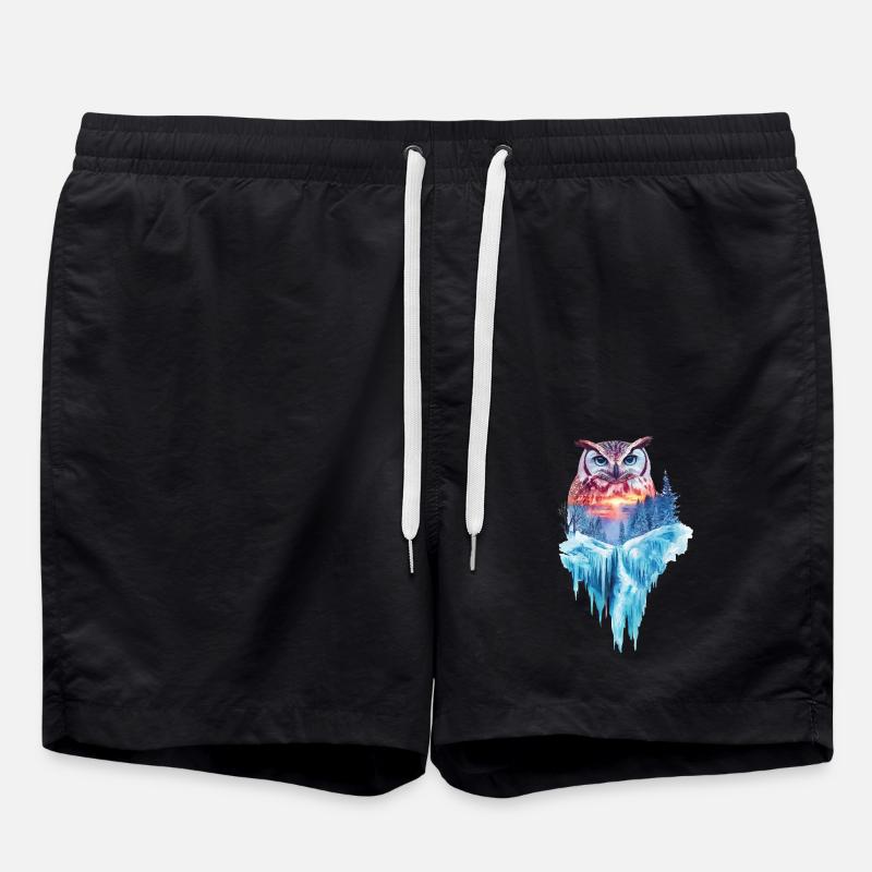 Eule - Badeshorts - Schwarz
