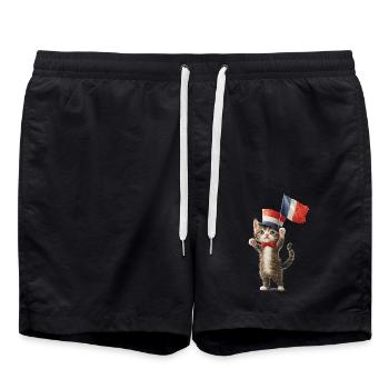 Katze - Badeshorts - Schwarz - Vorne - AI Model Male 185 light (185cm)