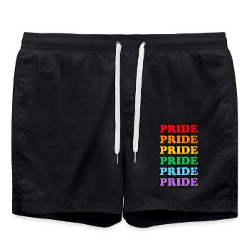 Pride 6 rainbow colors gay pride - Swim Trunks - black - Front - AI Model Male 185 light (185cm)
