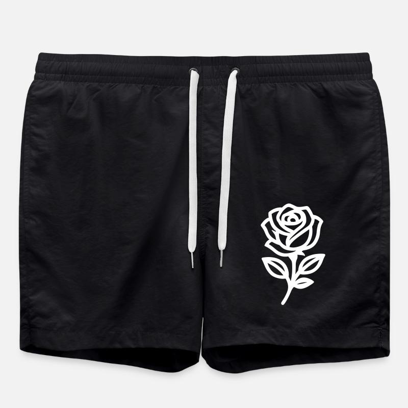 Rose Blume - Badeshorts - Schwarz