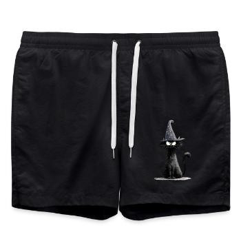 Funny Mage Cat - Swim Trunks - black - Front - AI Model Male 185 light (185cm)