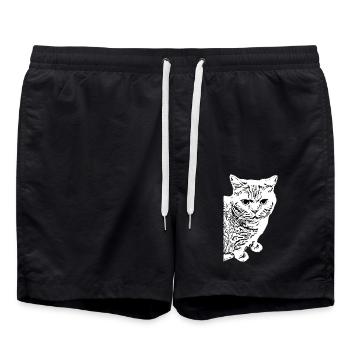 british shorthair cat white white cats - Swim Trunks - black - Front - AI Model Male 185 light (185cm)