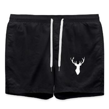 Silhouette de bois de cerf tête de cerf blanc - Short de bain - noir - Devant - AI Model Male 185 light (185cm)