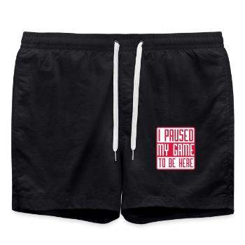 logo I paused my game to be - Swim Trunks - black - Front - AI Model Male 185 light (185cm)