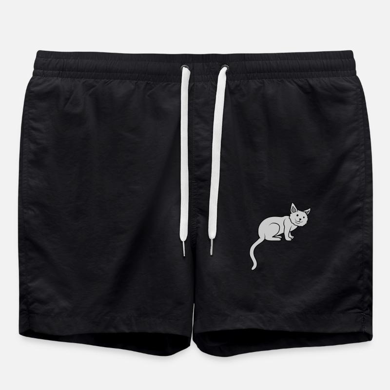 Love cute cat sits - Swim Trunks - black