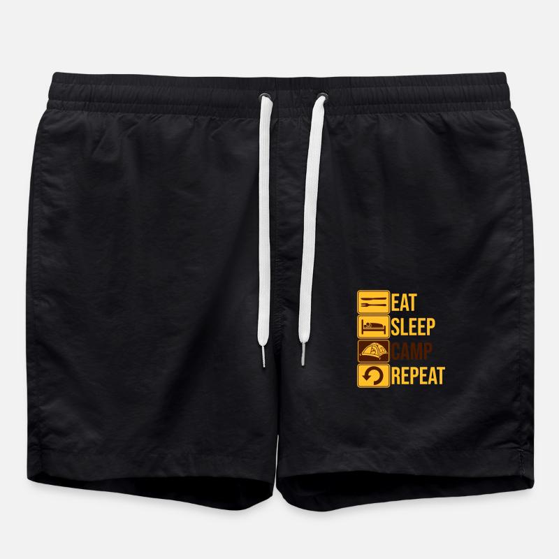 Eat Sleep Camp Repeat - Swim Trunks - black