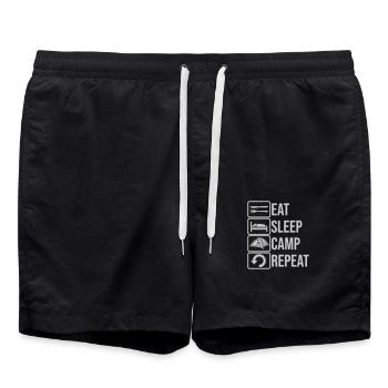 Tent Eat Sleep Camp - Swim Trunks - black - Front - AI Model Male 185 light (185cm)