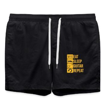 Repeat daily playing guitar - Swim Trunks - black - Front - AI Model Male 185 light (185cm)