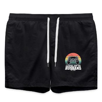 Level Up To Husband Est. 2023 Gaming Gamer - Swim Trunks - black - Front - AI Model Male 185 light (185cm)