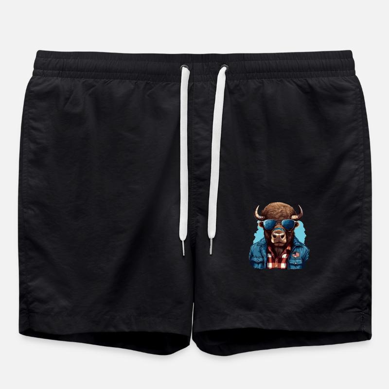 Street style American bison - Swim Trunks - black